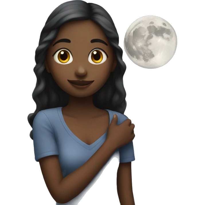 Girl with moon emoji