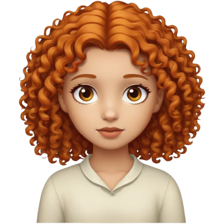a curly hair girl with ginger hair and dark brown eyes emoji