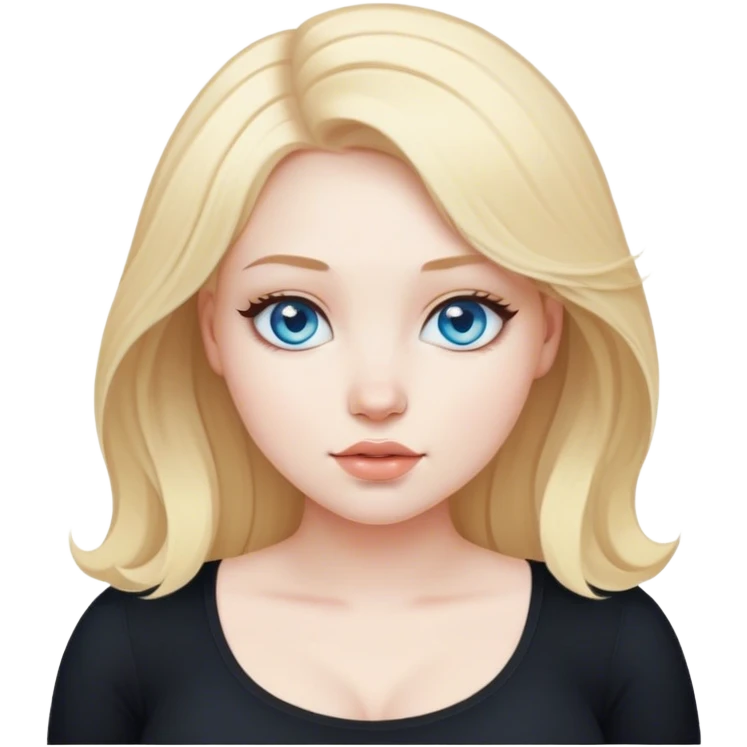 Curvy blonde hair blue eyed girl with pale skin black top  emoji