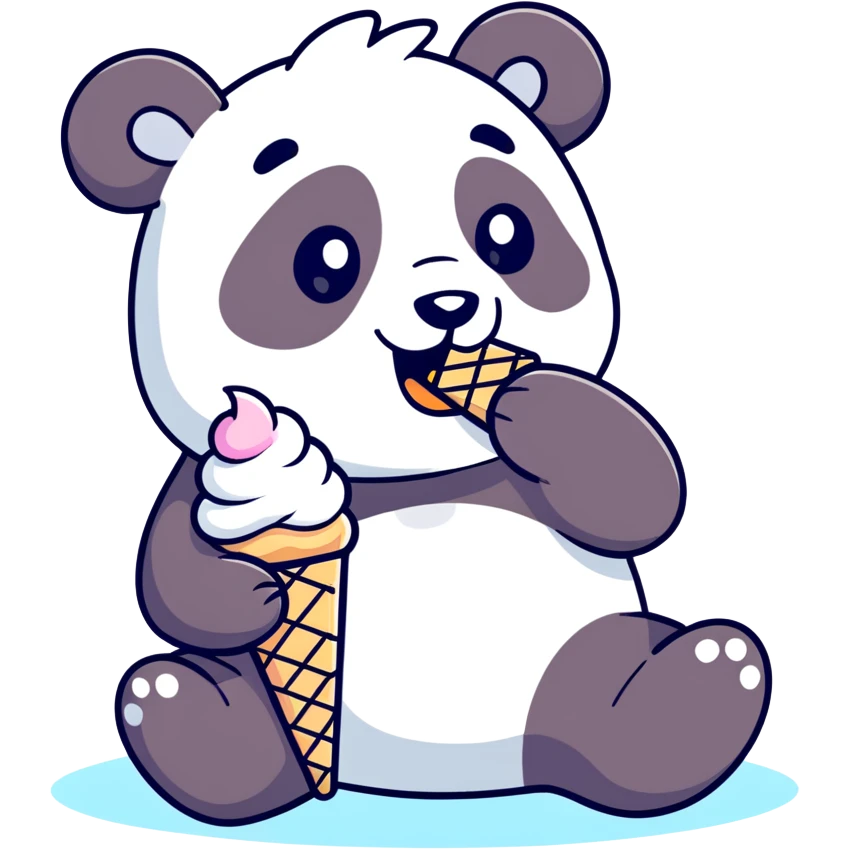 Realistic Panda eating ice cream emoji