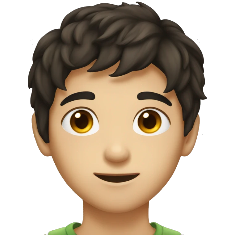 young dark-haired boy in hiding brown eyes complete head emoji