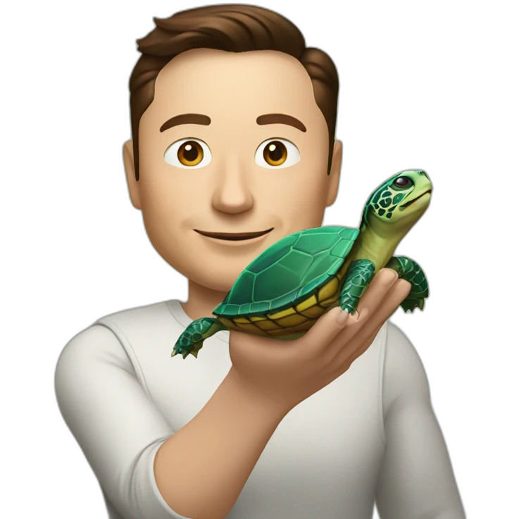 elon musk with turtle on your hand emoji
