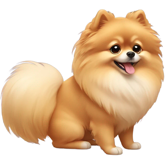 cute Pomeranian stretching emoji