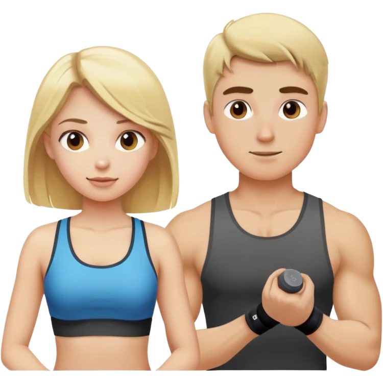 make a blonde girl working out full body next to guy emoji