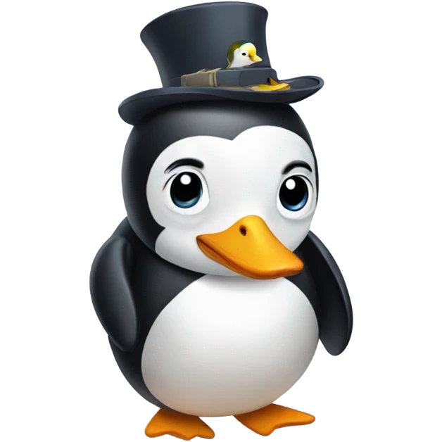Penguin with duck on its shoulders emoji
