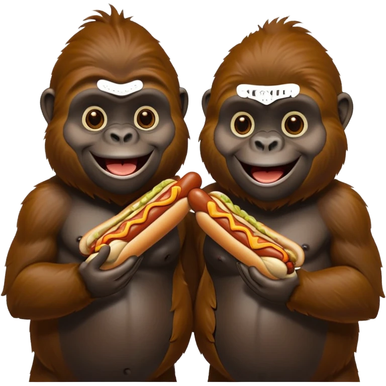 Two gorillas sharing a hotdog  emoji