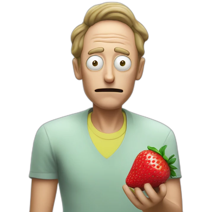 morty from rick and morty eating a strawberry lemon gelato emoji