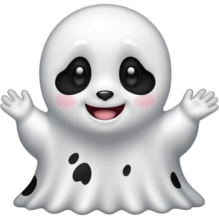 A cute ghost with panda prints all over  emoji