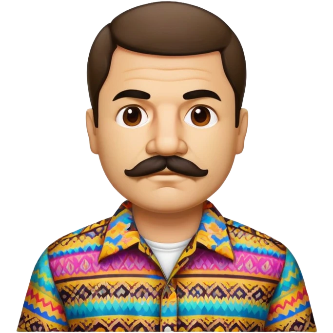 El Chapo character with mustache wearing a colorful patterned shirt emoji