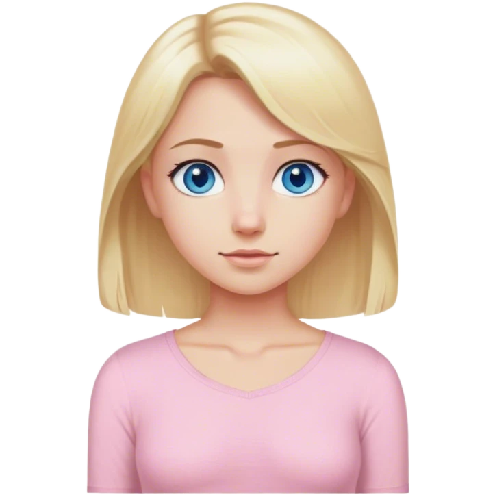 Chest length, blonde hair, blue eyed girl in light pink top emoji