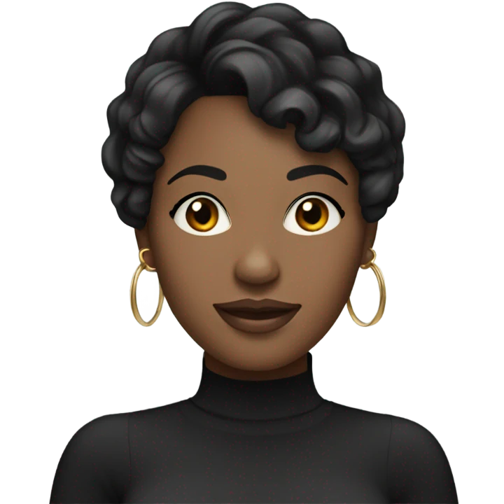 black woman with black curled short bob and a nice top emoji