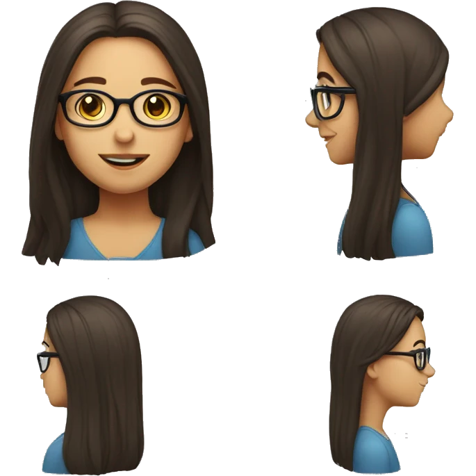 A girl with brunet long hair and glasses  emoji