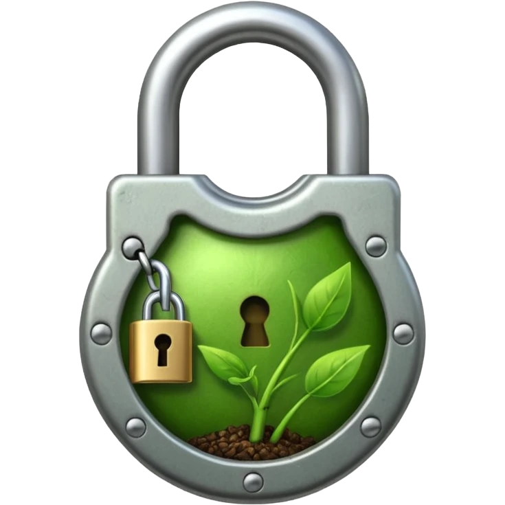 A seed germinating with a sprout sticking out of it in the shape of a pad lock  emoji