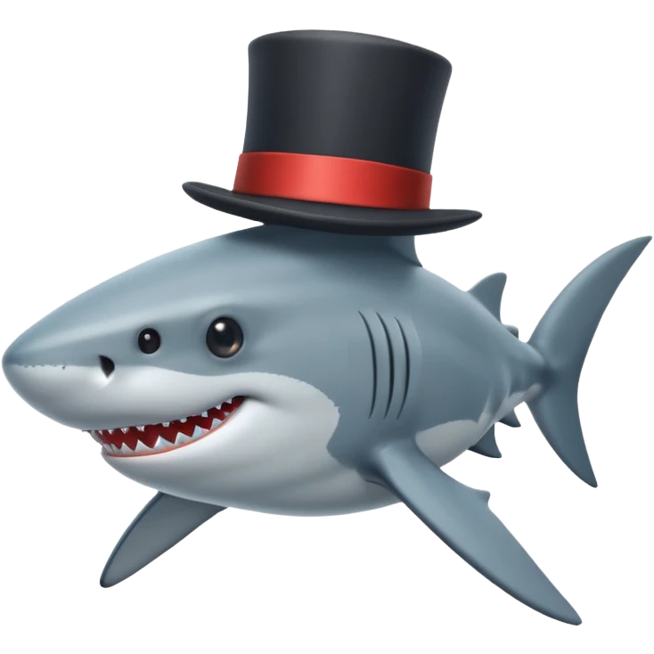 Shark with a top hat emoji