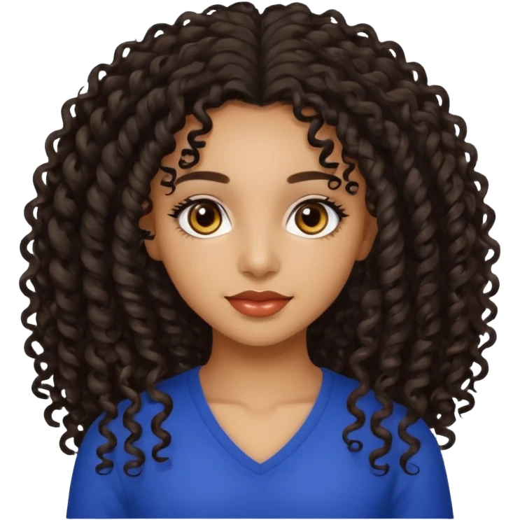 Beautiful Haitian and Puerto Rican girl with light brown skin and long black length very curly hair and beautiful hazel eyes emoji