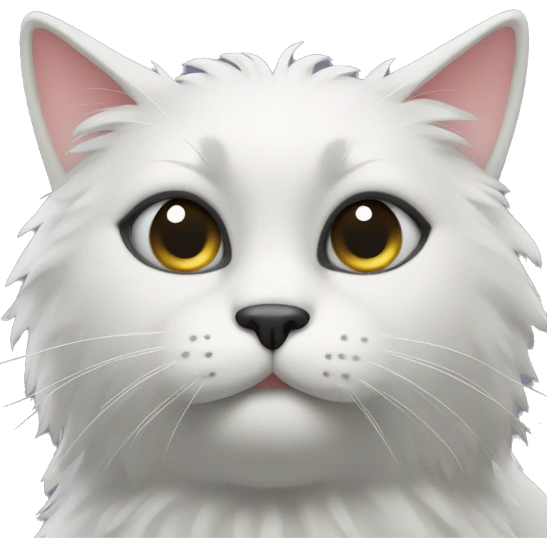 fluffy black cat with white spot on nose emoji