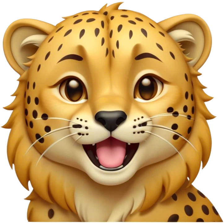 Cinematic Cute Yawning Cheetah Portrait Emoji, Head tilted slightly with a dramatic, wide-open yawn, showcasing a soft, sleek golden Fur with distinctive spots and floppy ears slightly drooping, round amber eyes barely open in drowsy contentment, Simplified yet irresistibly adorable features, highly detailed, glowing with a soft, cozy glow, high shine, relaxed yet expressive, stylized with a touch of savannah whimsy, bright and endearing, soft glowing outline, capturing the essence of a sleepy yet affectionate cheetah, so drowsy it feels like it could stretch right out of the screen and curl up for a nap! emoji