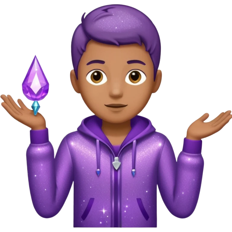 boy supervisor wearing glitter purple glittery clothes emoji