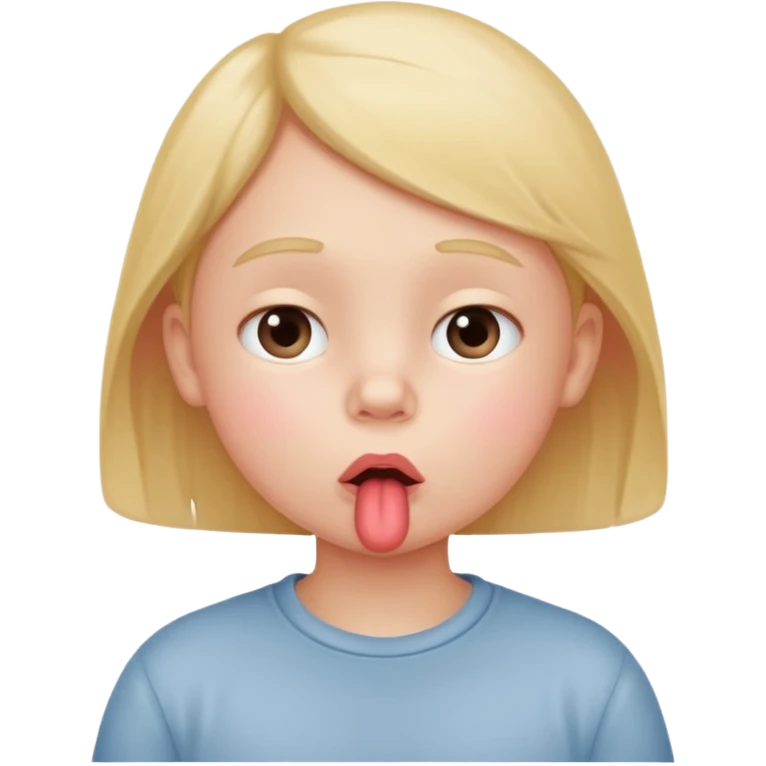The white child is a stick at the lips, blowing emoji