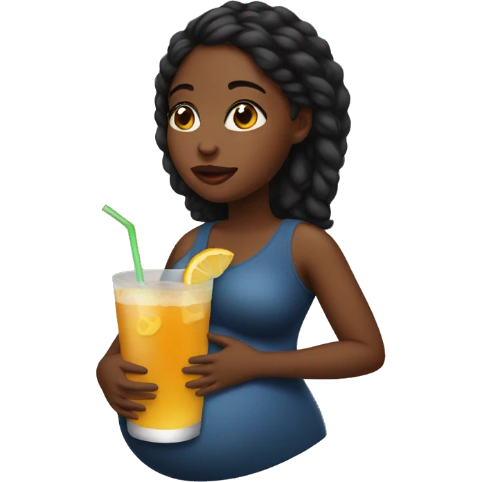 pregnant black woman with a drink emoji