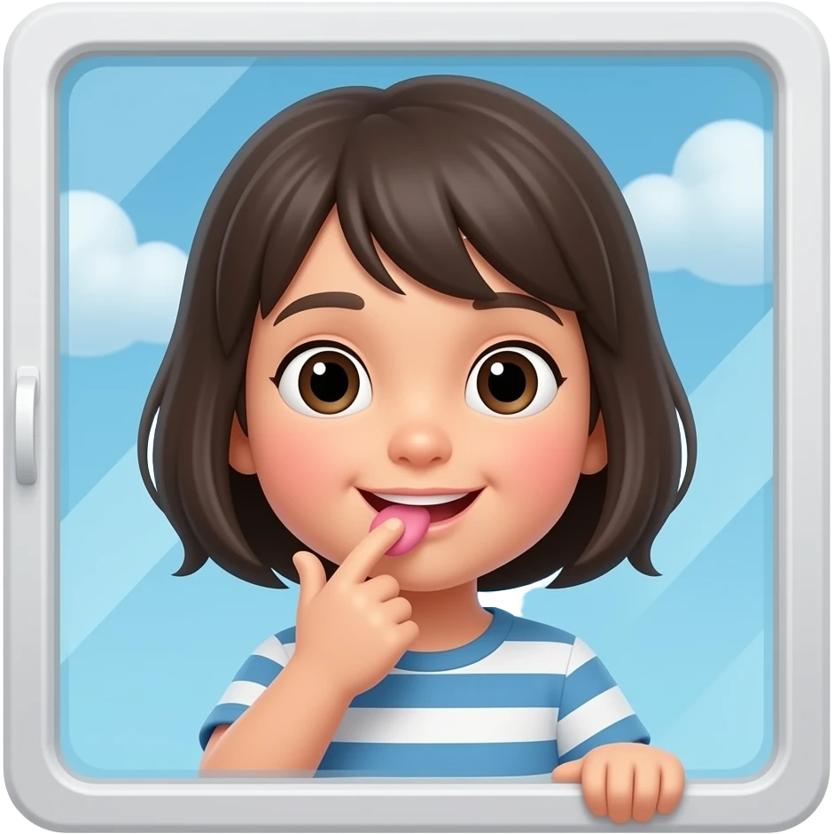 child licking window emoji