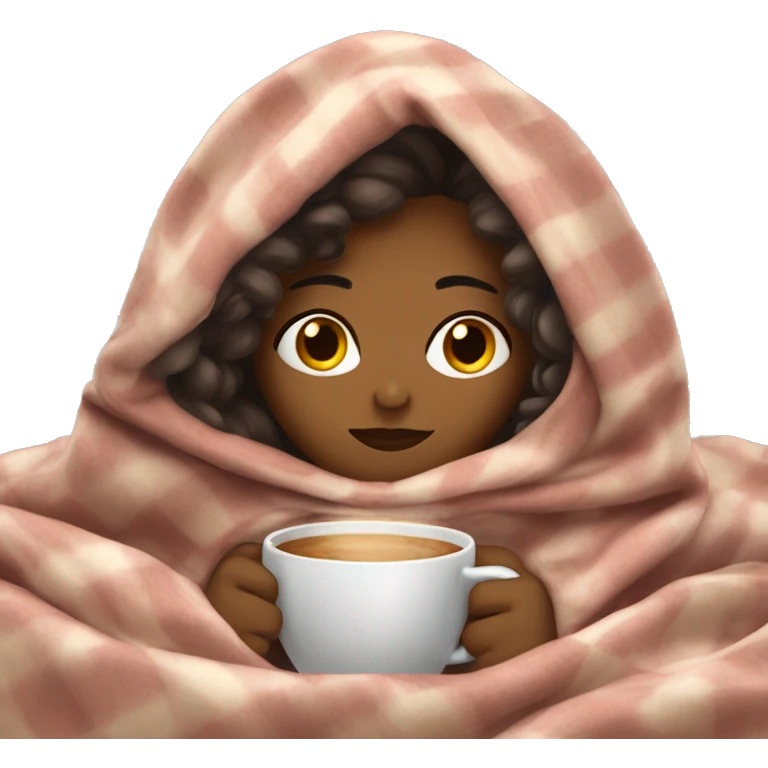 Cooper girl inside a blanket sipping coffee eyes closed emoji