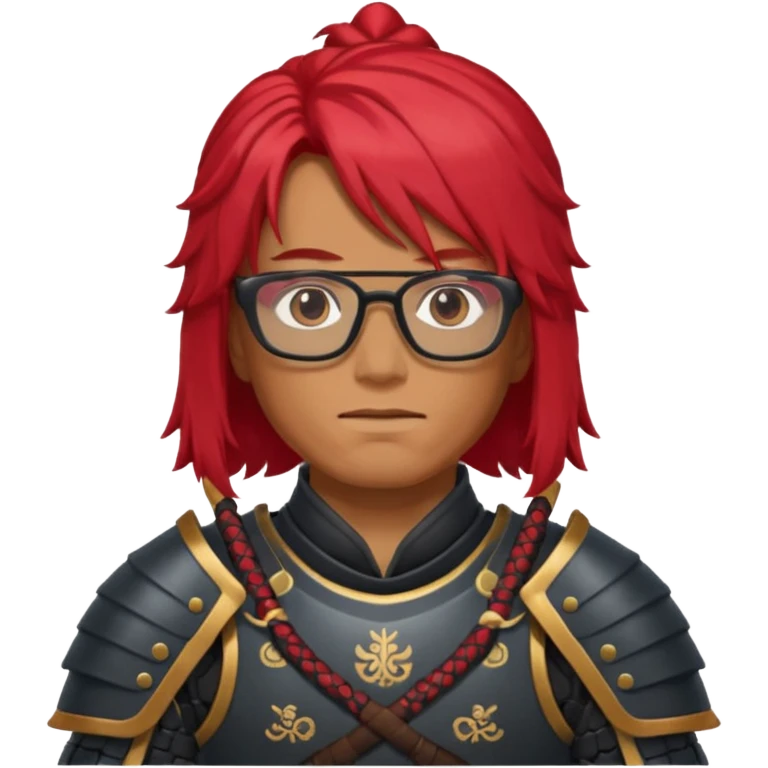 red long hair samurai with glasses emoji