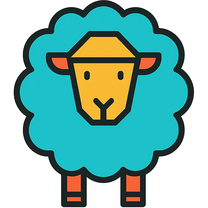 geometric sheep icon, basic shapes, clear lines, stylized wool, modern icon style emoji