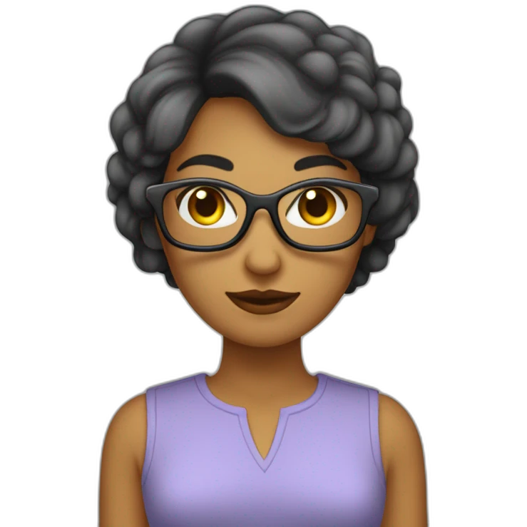 Femme au cheveux coupe au carré, avec lunettes carré emoji