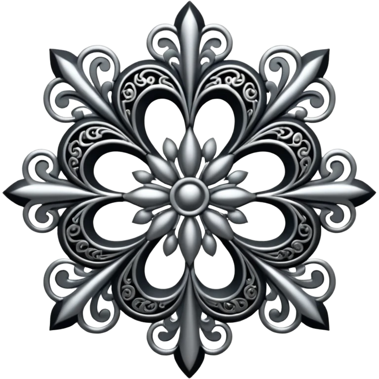 Black and silver filigree design, 3D, extremely detailed design emoji