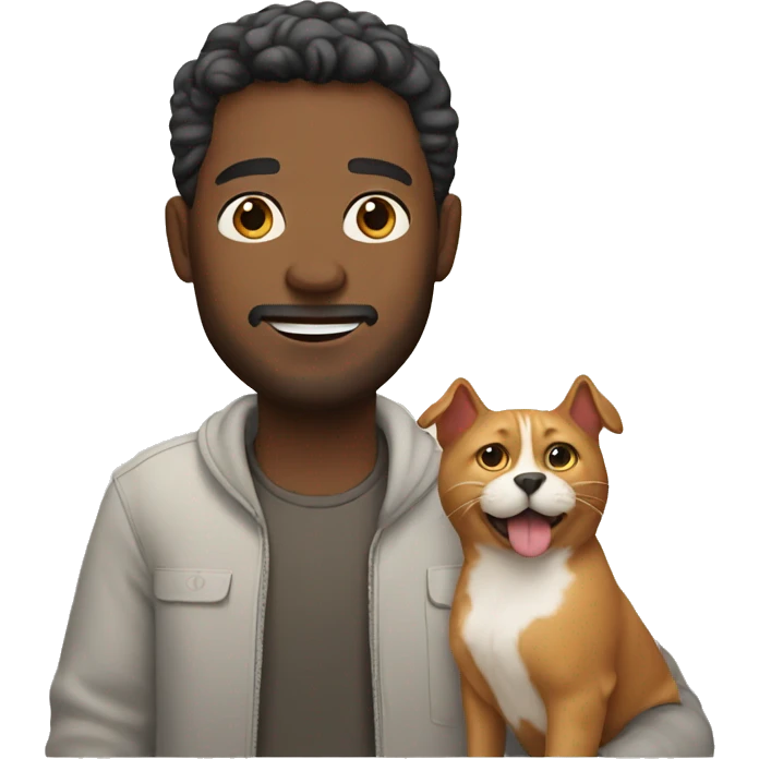Man with dog and a cat emoji