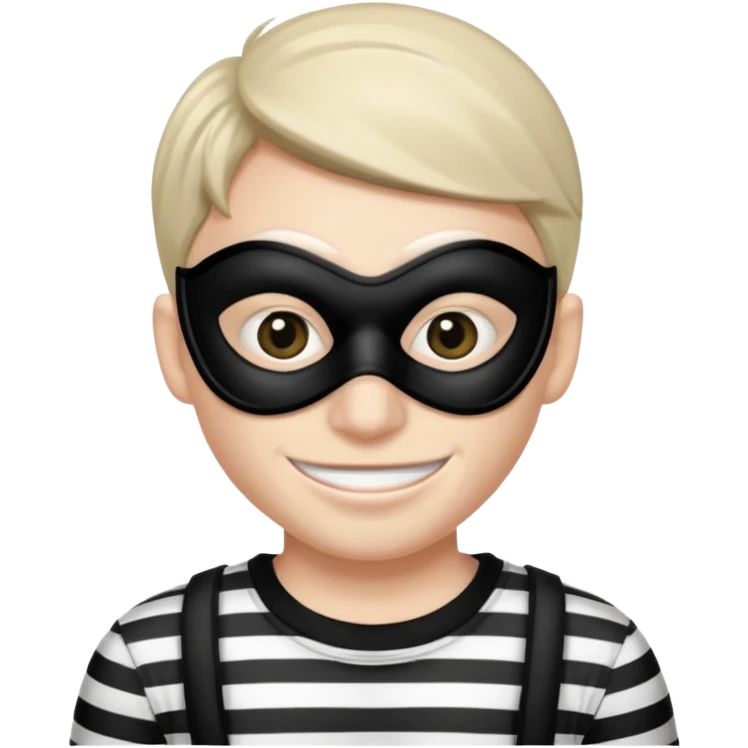 a portrait of robber, mask-wearing with sneaky eyes and a mischievous grin emoji