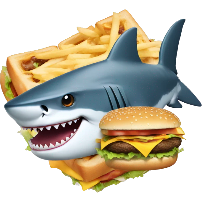 Shark with a cheeseburger emoji