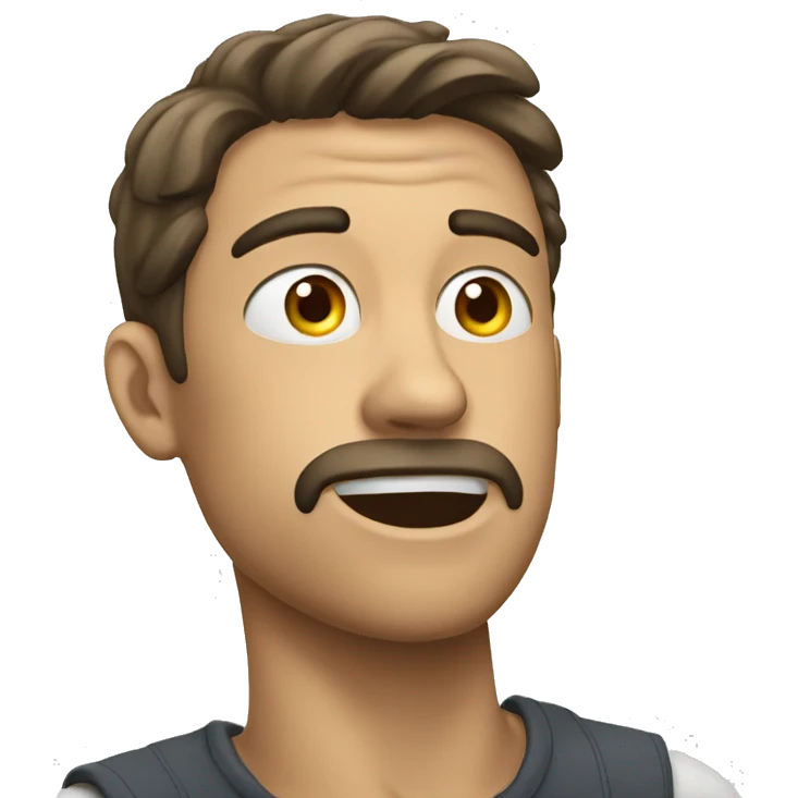 man with hand on face, looking to the left, with open mouth, wondering emoji