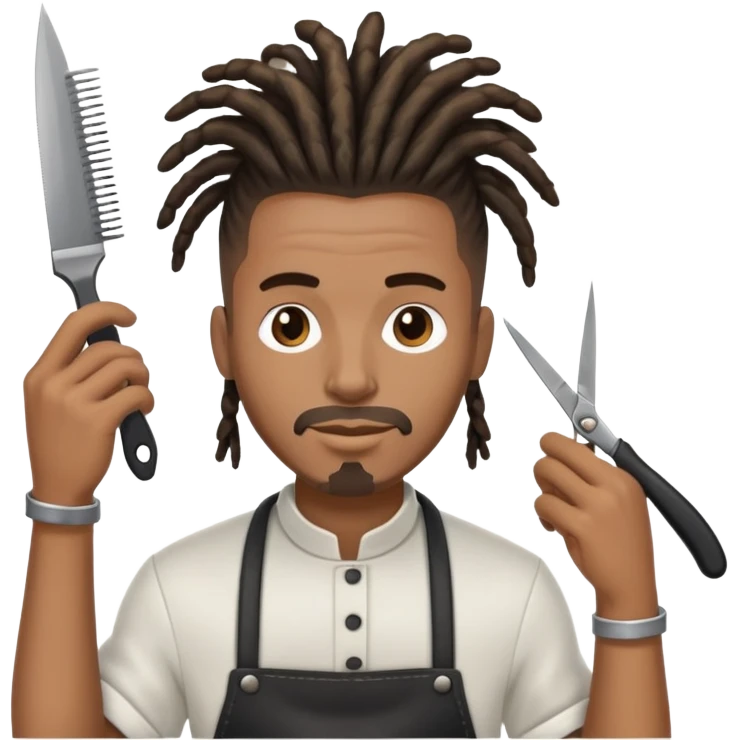 Tall  black barber with dreadlocks cutting hair  emoji