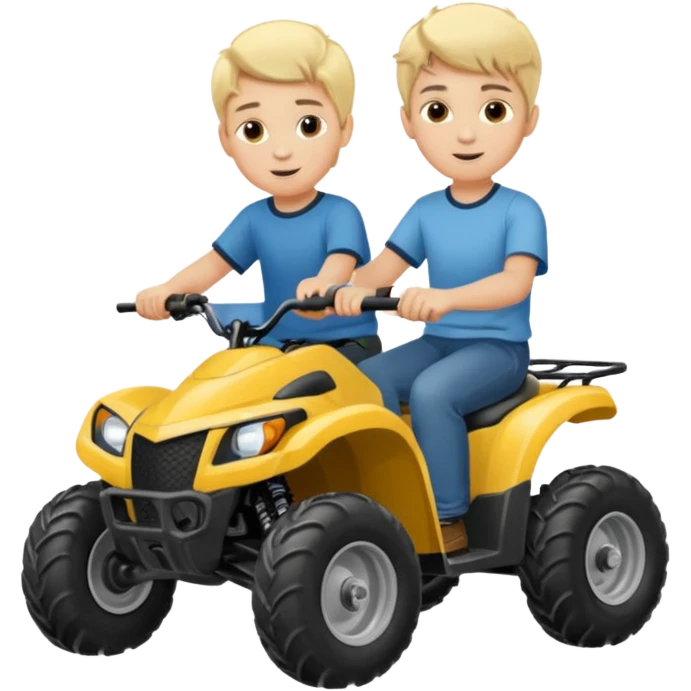 Please make 2 separate young boys both blonde riding four wheelers emoji