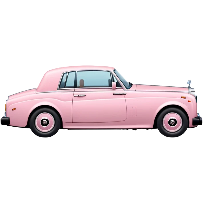 Powder pink Rolls Royce, side view, cute emoji