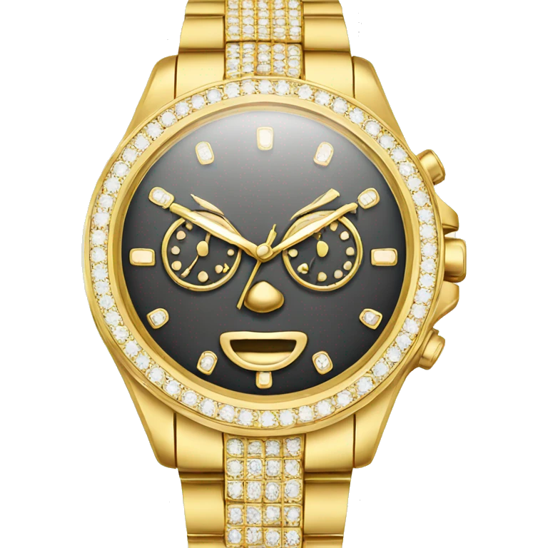 Gold watch with diamonds emoji