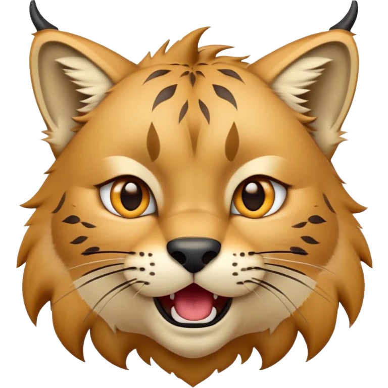 Cinematic-Comical-Lynx-Portrait-Emoji – Head tilted dramatically with an exaggeratedly amused expression, featuring a thick, tufted golden-brown coat with striking black ear tufts, wide, expressive amber eyes filled with playful disbelief. emoji