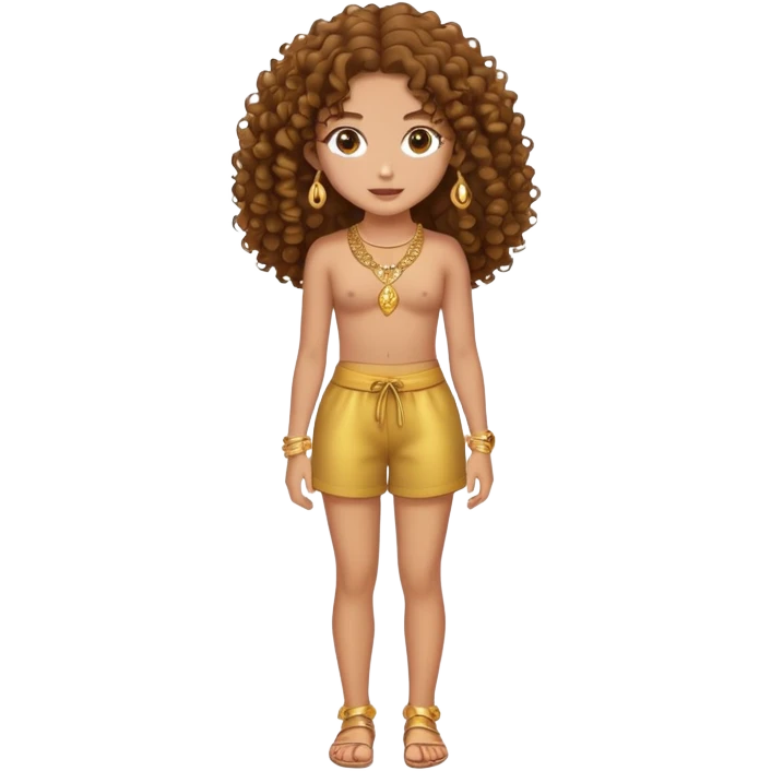 Full body teenage girl with curly brown hair, choni style with gold jewelry emoji
