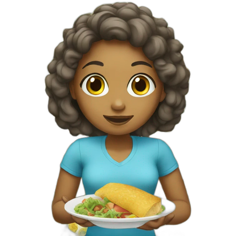 Caribbean girl eating lunch emoji