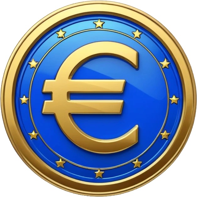 Euro coin digitalization with futuristic and shiny blue glossy circuit style emoji