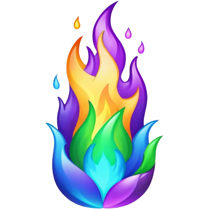 Shiny epic green blue and purple flame emoji
