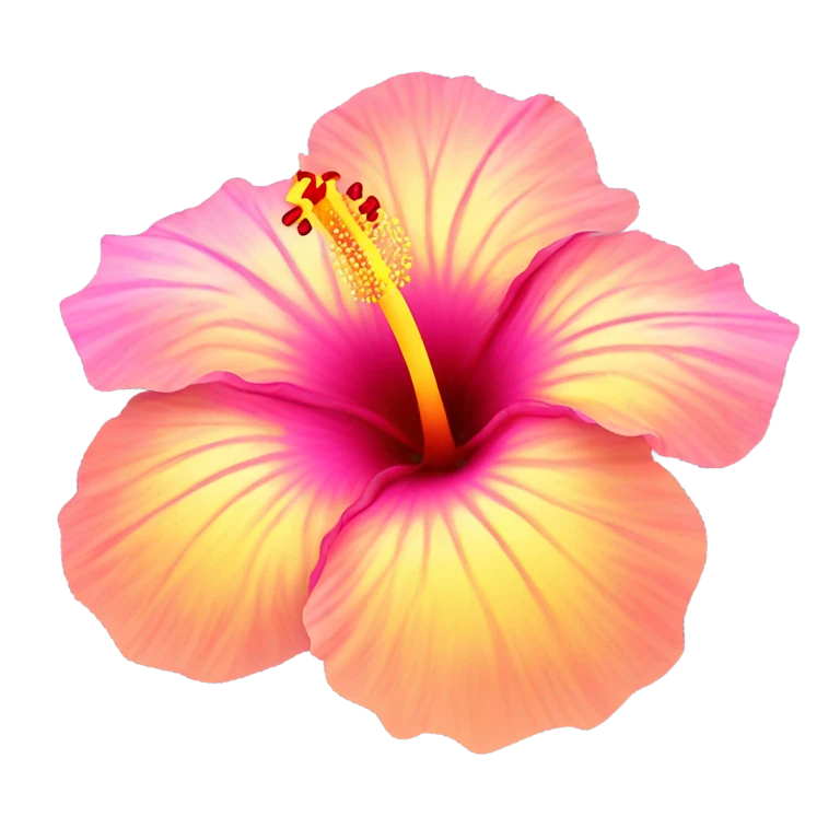 yellow and pink hibiscus flower emoji