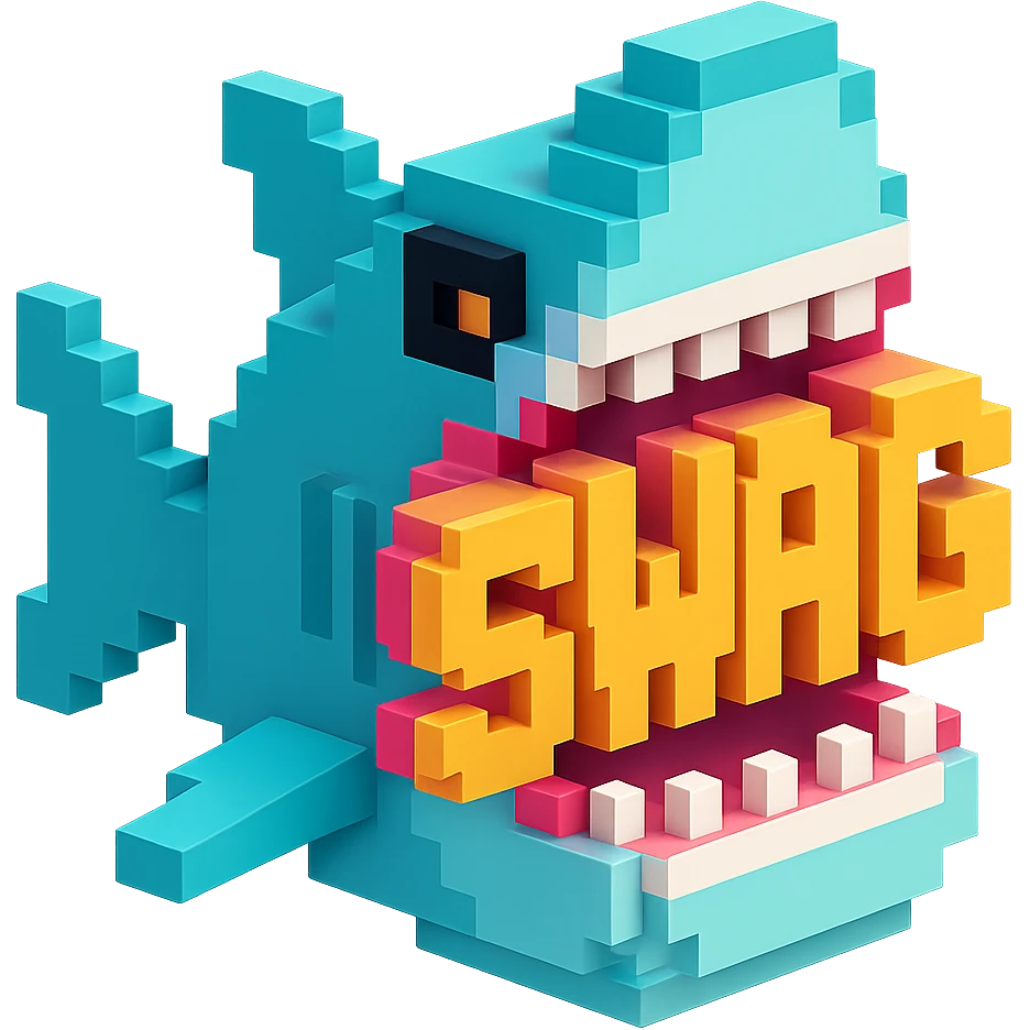 акула в пасти которой надпись SWAG, no background emoji