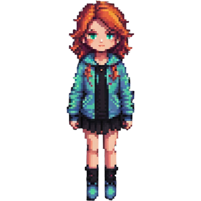 modern pixel art female character with contemporary clothing and hairstyle emoji