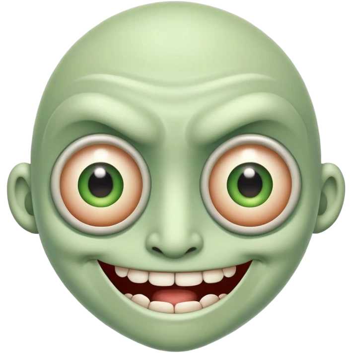 Funny mutant with multiple eyes and a silly smile emoji