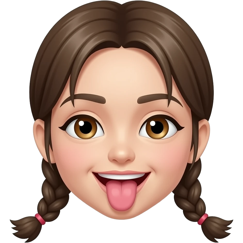 Ahegao face tounge sticking out with french braids  cross eyed emoji
