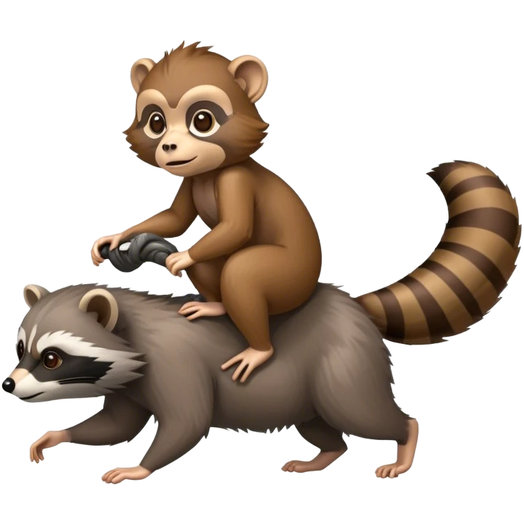 monkey riding a raccoon emoji