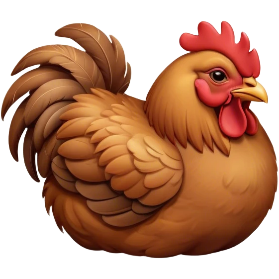 Meme-Worthy Cute Sleeping Brown Rooster Portrait Emoji, Head resting peacefully with a contented smile, showcasing a robust build and a luxuriously soft brown plumage, eyes shut in a serene, restful nap, Simplified yet hilariously adorable features, highly detailed, glowing with a soft, drowsy light, high shine, relaxed and utterly lovable, stylized with an air of playful laziness, bright and heartwarming, soft glowing outline, capturing the essence of a comically sleepy rooster, so meme-worthy it feels like it could instantly become the next viral sensation of adorable slumber! emoji